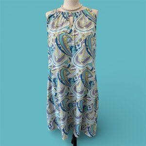 Lulu-B Multicolor Colorful Comfy Abstract Dress -Size Large (12-14)